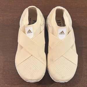 Adidas Women's Beige Cross-Strap Sneakers
